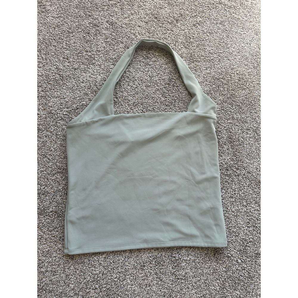 Express Body Contour Sage Green Halter Square Neck Compression Top Large